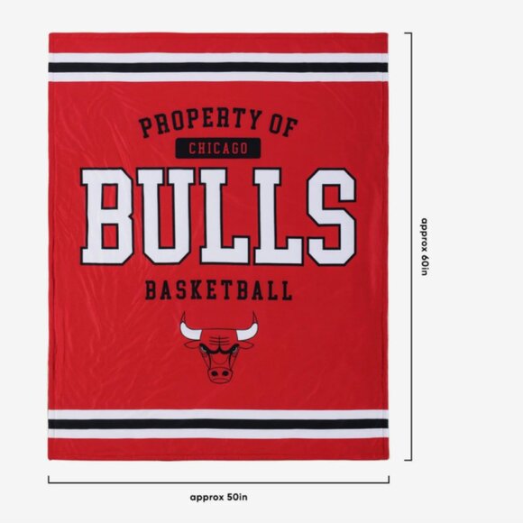 NEW NBA Chicago Bulls Team Property Sherpa Plush Throw Blanket 50"x60" - Picture 3 of 6